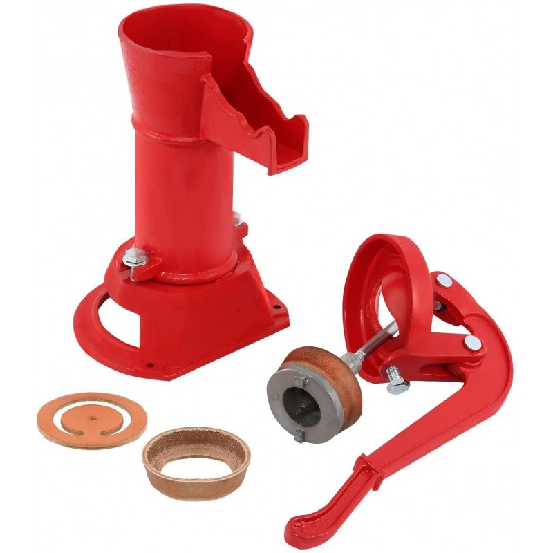Ridgeyard 1160/ PP500NL Hand Water Pitcher Pump #2 Cast Iron Press Suction Outdoor Yard Ponds Water Garden with Spare Cup Leather and Lower Valve Leather（Red）