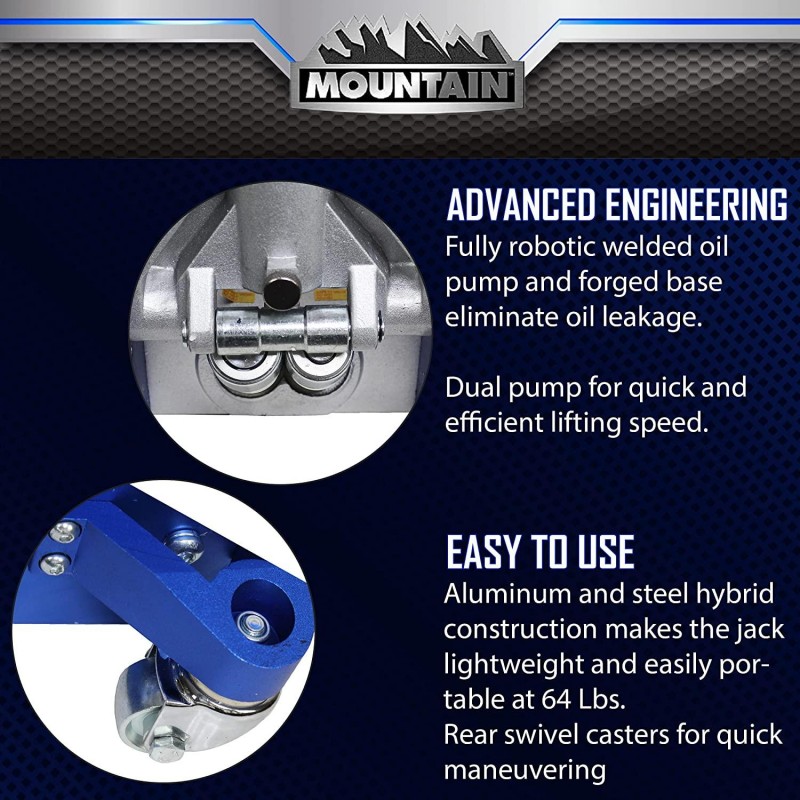 3 Ton Aluminum Racing Jack and Service Jack Steel Hybrid Low Profile Quick Lifting Jack Mountain