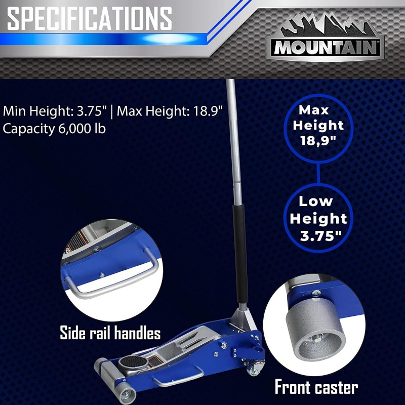 3 Ton Aluminum Racing Jack and Service Jack Steel Hybrid Low Profile Quick Lifting Jack Mountain