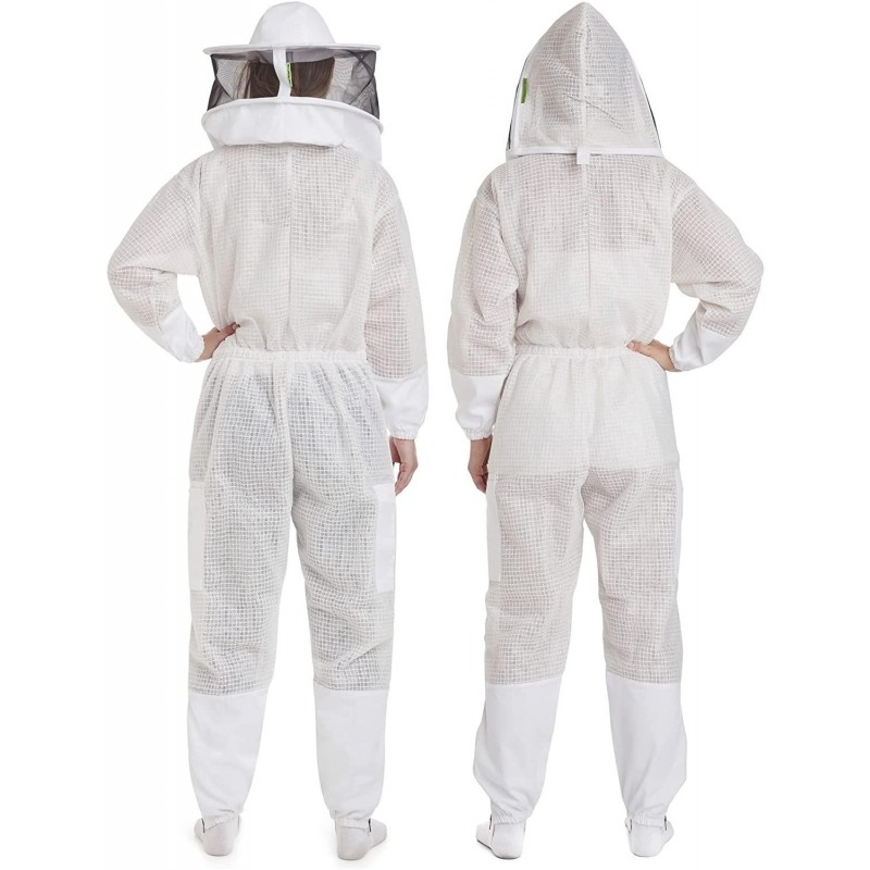 Zephyros Protect - 3 Layer Ventilated Beekeeping Suit Outfit - with 2 Non-Flammable Veil Mesh (Round & Fencing) - Beekeepers Stay Ultra Cool & Protection from Bees & Wasps