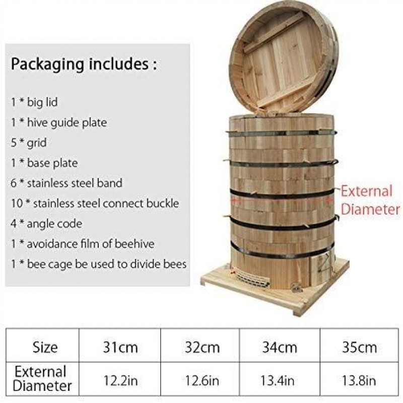 WINGOFFLY® Honey Hive House 5 Layers Beekeeping Wooden Complete Beehive Boxes Kit Bee Supplies(12.6