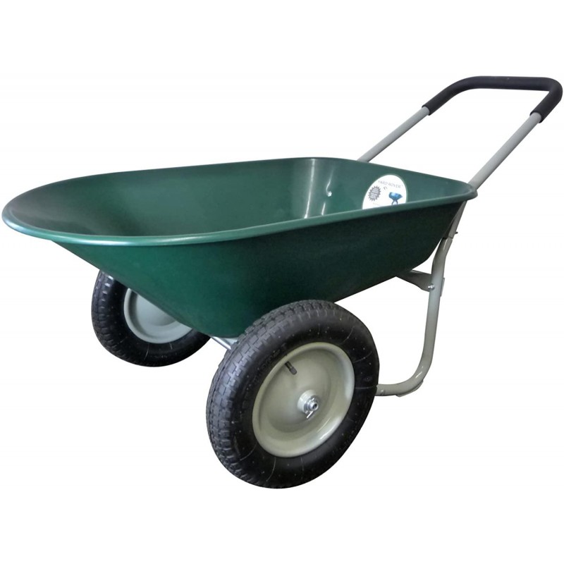 Marathon Dual-Wheel Residential Yard Rover Wheelbarrow and Yard Cart - Green