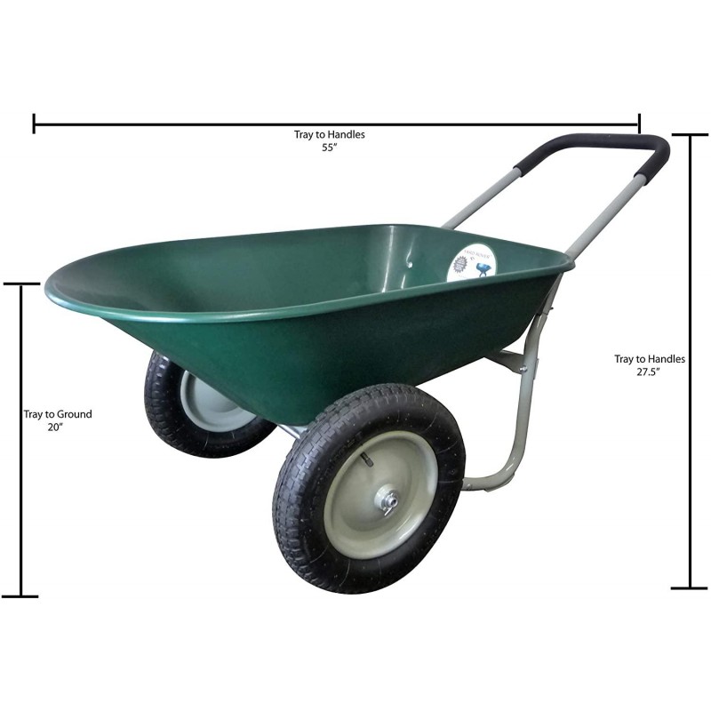 Marathon Dual-Wheel Residential Yard Rover Wheelbarrow and Yard Cart - Green