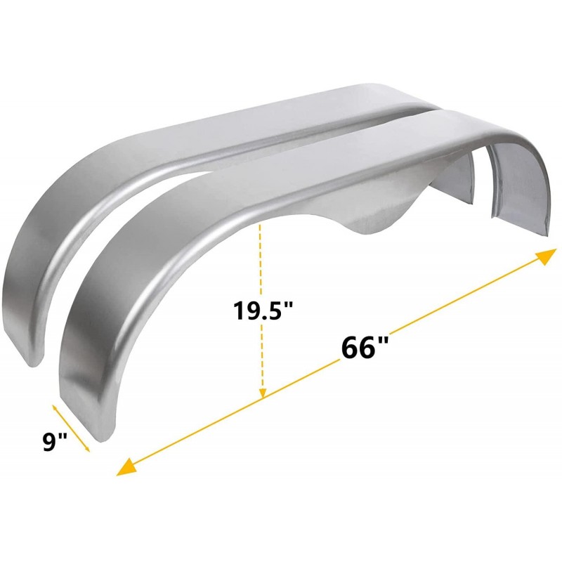 KUAFU Tandem Round Trailer Fenders Fit 13 Inch to 15 Inch Wheels Unpainted Set of 2