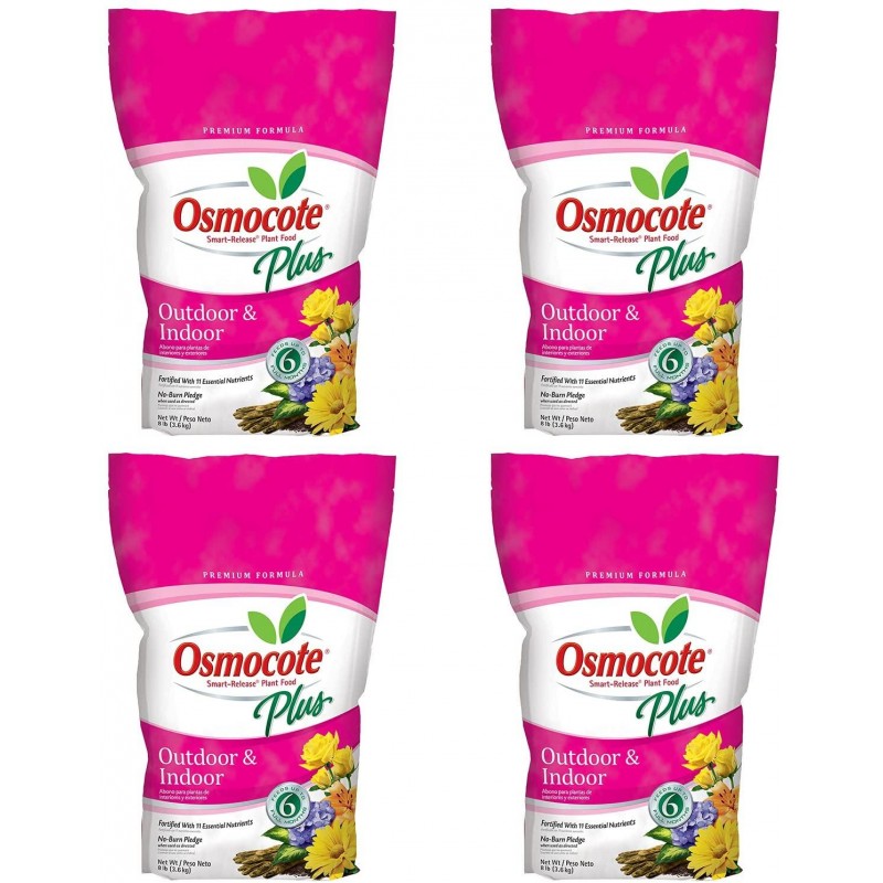 Osmocote Smart Release Plant Food Plus Outdoor & Indoor, Plant Fertilizer, 8 lbs. (4-Pack)