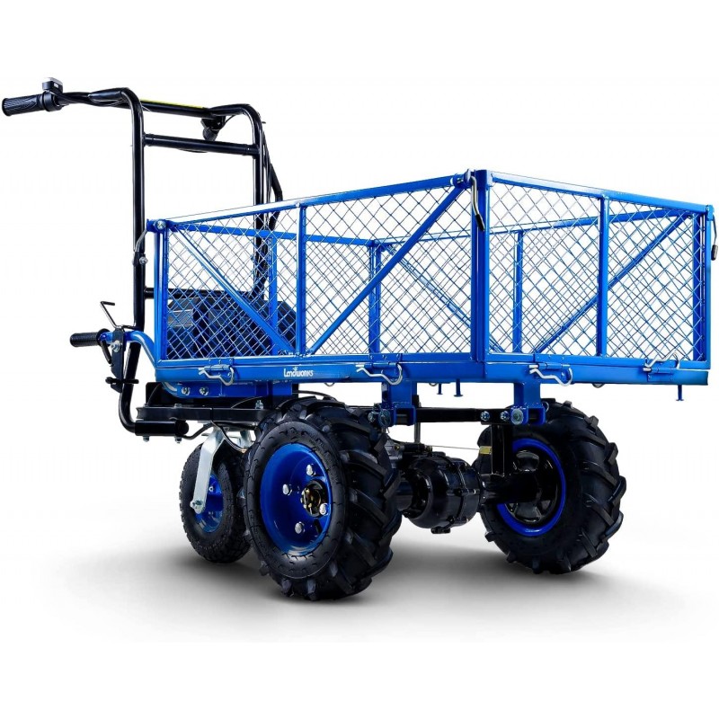 Landworks Utility Service Cart Wheelbarrow Power Wagon Super Duty Electric 48V DC Li-Ion Battery Powered 500LBS Load & 1000LBS+ Hauling Capacity Farm & Garden Dump w/All Purpose Modular Cargo Bed