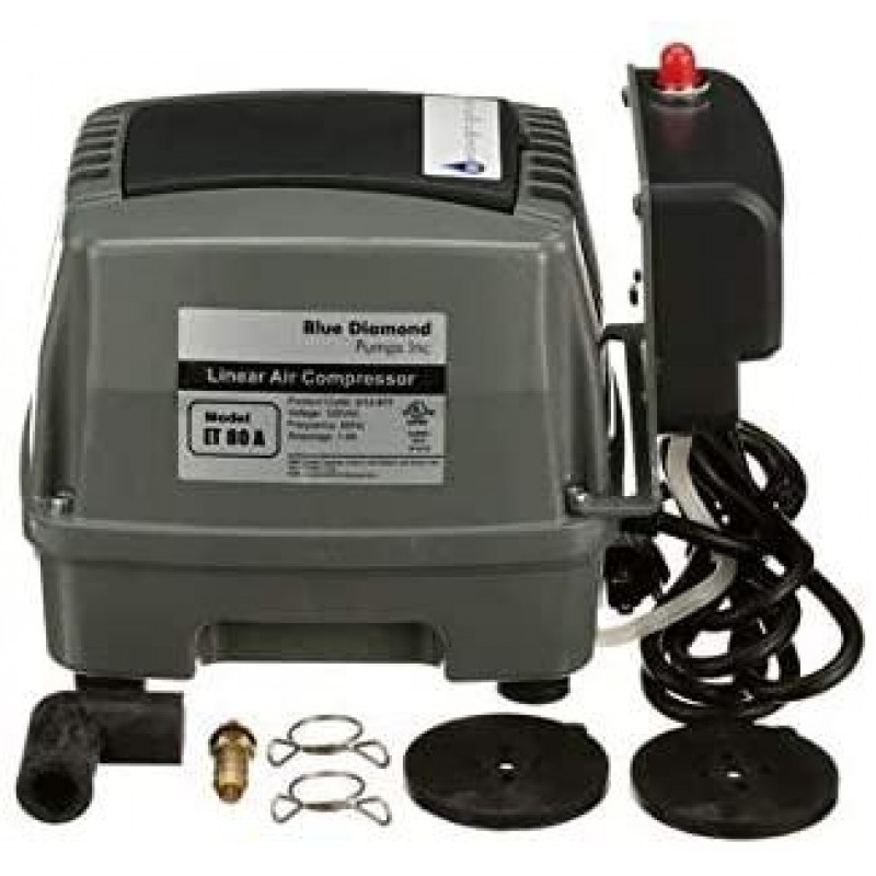 Blue Diamond ETA 80 Septic or Pond Linear Diaphragm Air Pump with built in Alarm