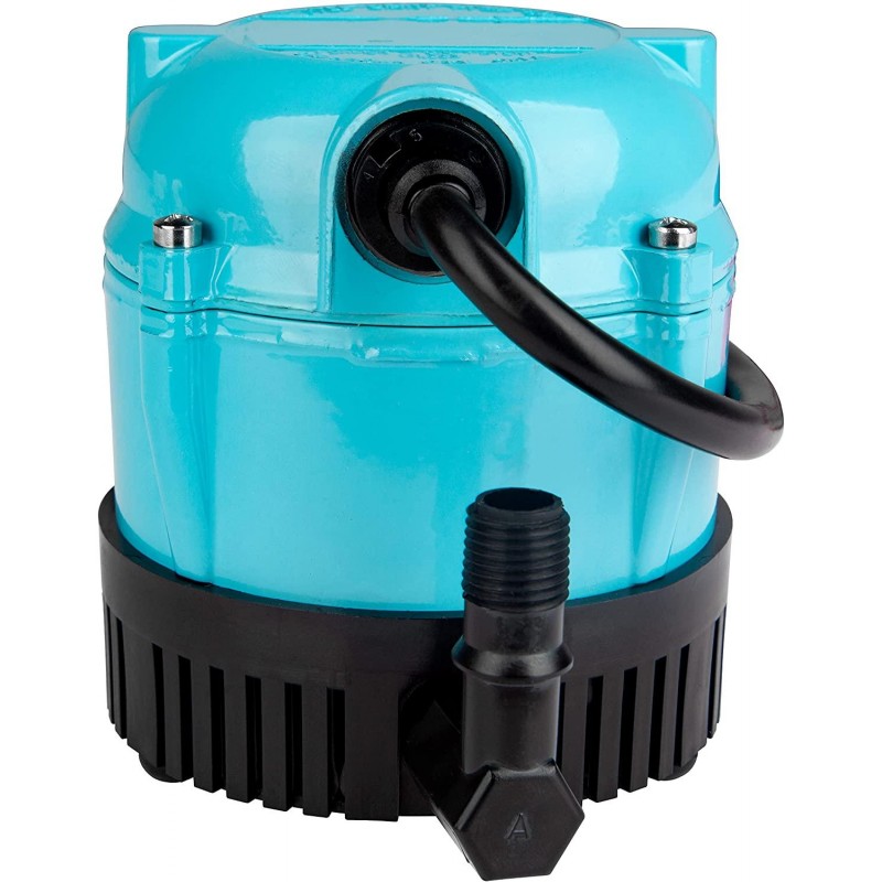 Little Giant 1-A 115 Volt, 1/200 HP, 170 GPH Small Submersible Permanently Oiled Pump for Fountain, Water Displays and Air Conditioners, 6-Foot Cord, Blue, 500203