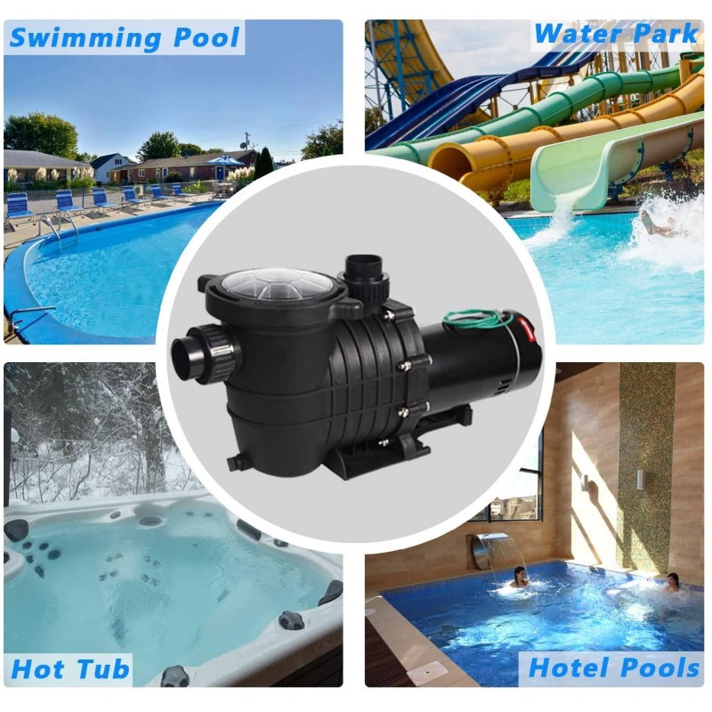 TRUPOW 2.0HP 114GPM Swimming Pool Pump 110V/220V Dual Voltage Garden InGround and Above Ground Pool Water Pump with Strainer Filter Basket