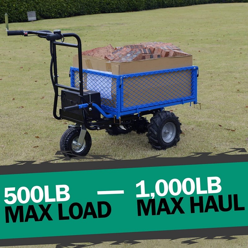 Landworks Utility Cart Hand Truck Power Wagon Super Duty Electric 500W Battery Driven Max 500Lbs Load and 1000Lbs Towing