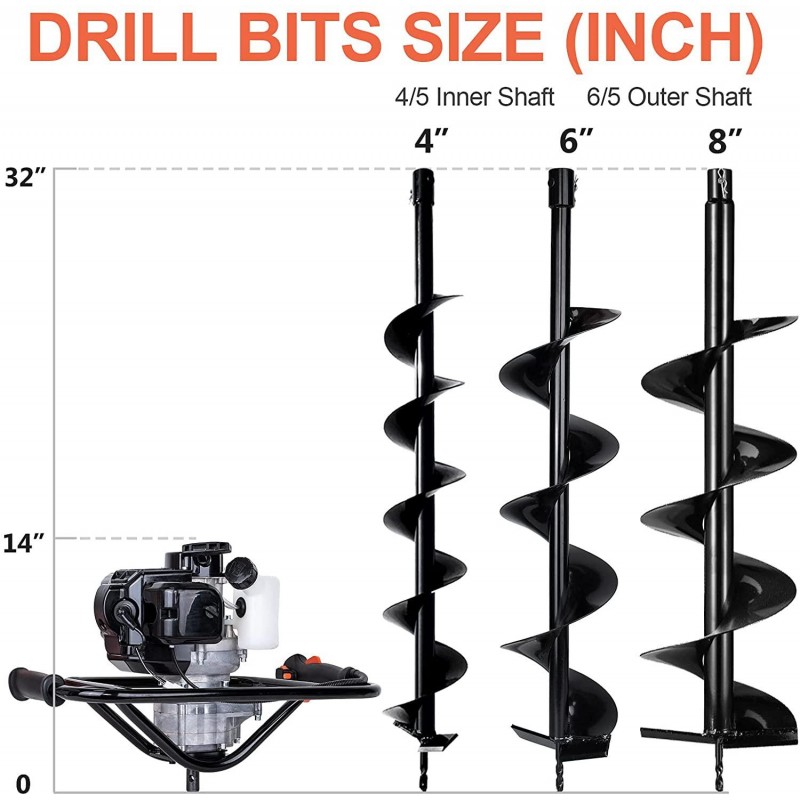 Pumplus Gas Powered 52CC Post Hole Digger 4“+ 6