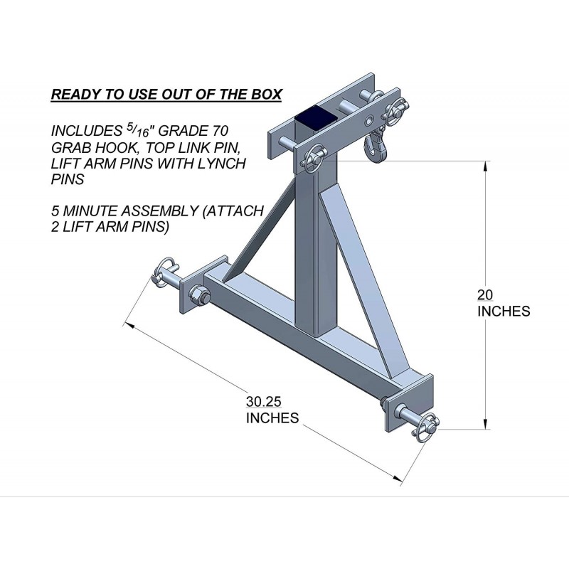 RJ Designs XHD 3 Point Log Skidder - RLS002 - Designed and Made in USA - Super Strength and Durability - Standard Model Without Log Chain