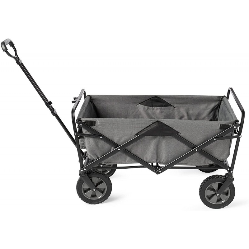 Mac Sports Heavy Duty Steel Frame Collapsible Folding 150 Pound Capacity Outdoor Camping Garden Utility Wagon Yard Cart, Gray