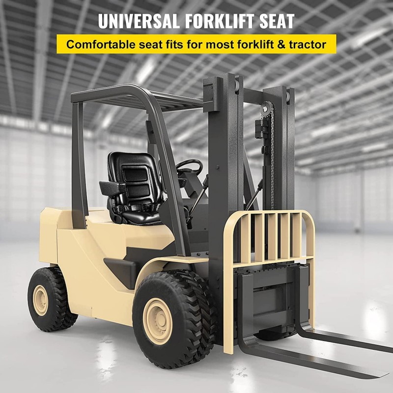 VEVOR Universal Forklift Seat Black PVC Tractor Seat, 6