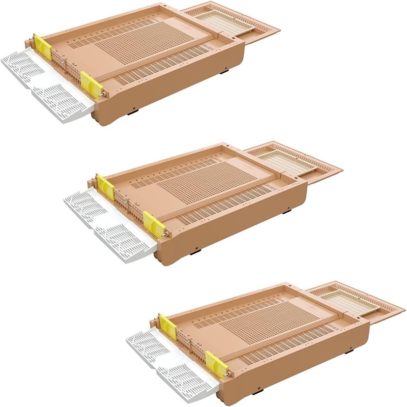 Apimaye Premium Screened Bottom Board with Built in Pollen Trap and Pollen Drawer, Entrance Reducers and Ventilation System for Moisture Control Multipack (3)