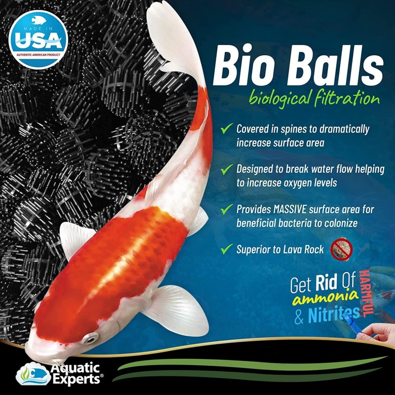 Aquatic Experts Bio Balls Filter Media - 1.5 Inch Large Bio Ball for Pond Filter - Perfect Bio Balls for Pond Filter Media – Made in The USA