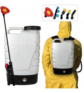 PetraTools 3-Gallon Battery Powered Backpack Sprayer – Extended Spray Time Long-Life Battery - New HD Wand Included, Wide Mouth Lid, Comes with Multiple Nozzles & Battery Included, 65+ PSI