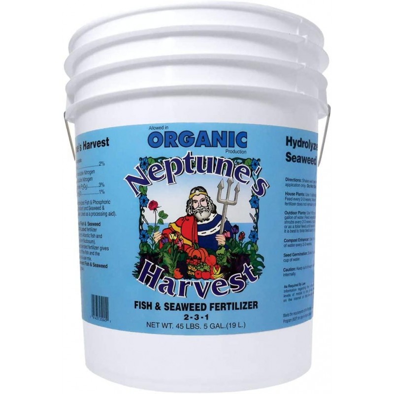 Neptune's Harvest Fish & Seaweed Fertilizer 2-3-1, 5 Gallon Pail