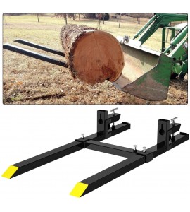 EBESTTECH 1PC 4000LBS Clamp on Pallet Forks 60 Inch Heavy Duty Steel Fork Length Pallet Bucket Forks with Adjustable Stabilizer Bar for Loader Bucket Skidsteer Tractor