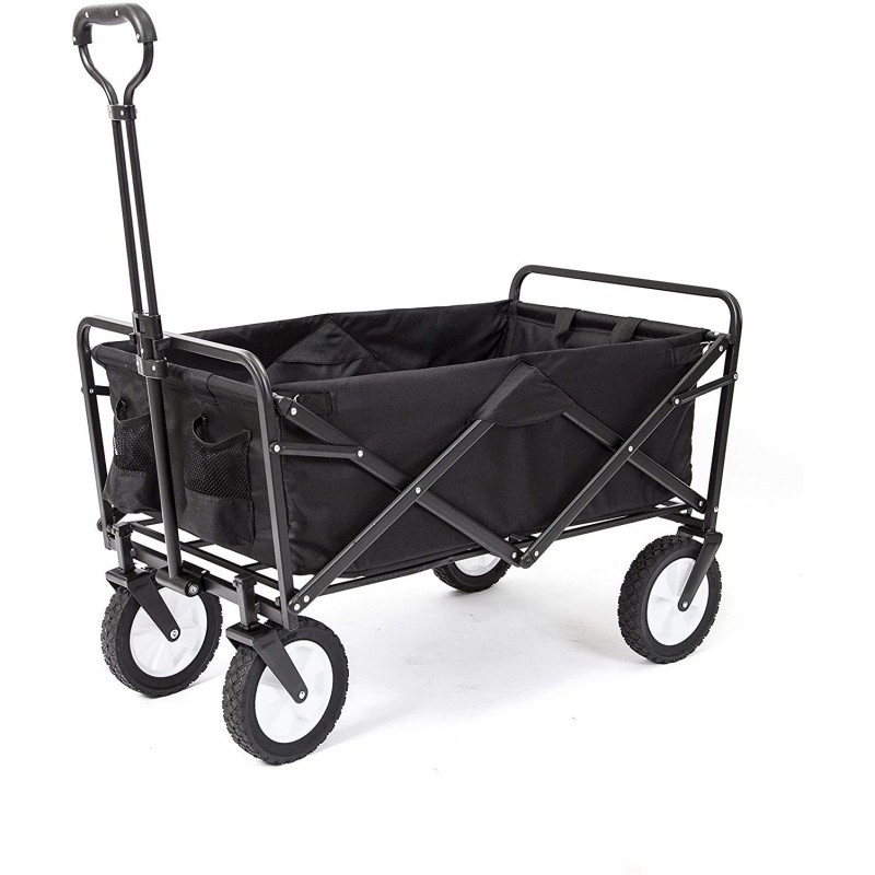 MacSports Collapsible Folding Outdoor Utility Wagon, Black