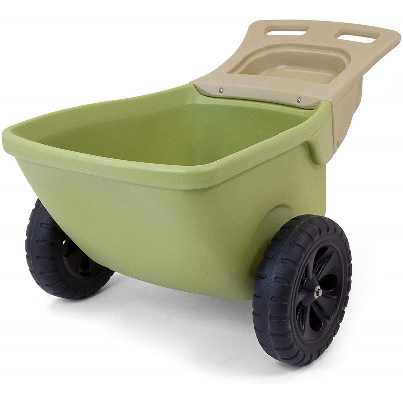 Simplay3 Easy Haul Plastic Wheelbarrow w/Garden Tool Storage Tray, 4 Cubic ft. Capacity, 2 Wheels - Green