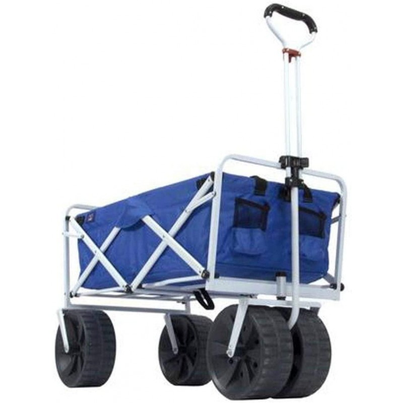 Mac Sports Heavy Duty Collapsible Folding All Terrain Utility Beach Wagon Cart, Blue/Black