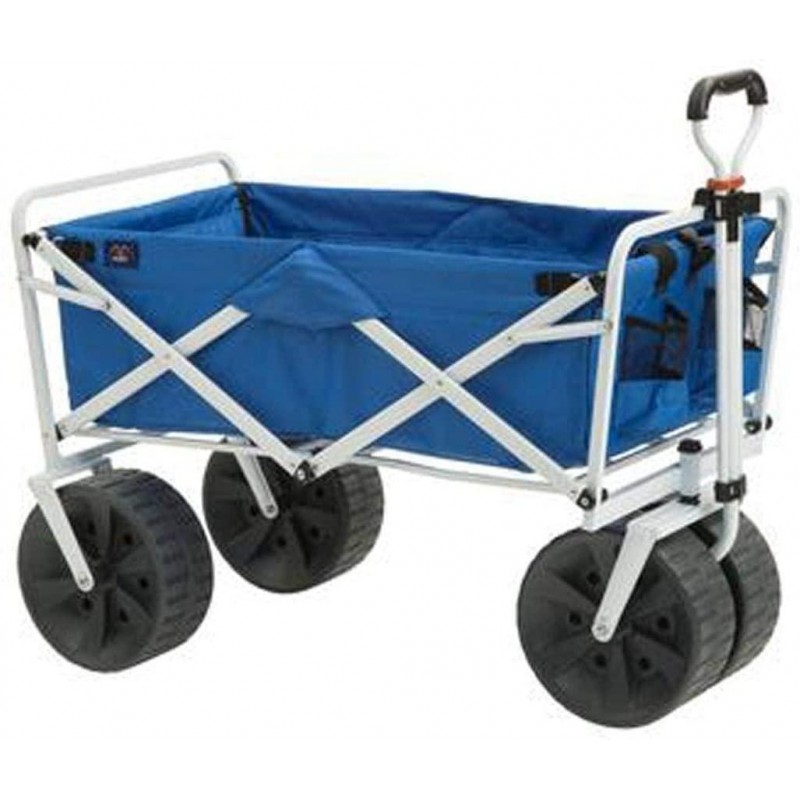 Mac Sports Heavy Duty Collapsible Folding All Terrain Utility Beach Wagon Cart, Blue/Black