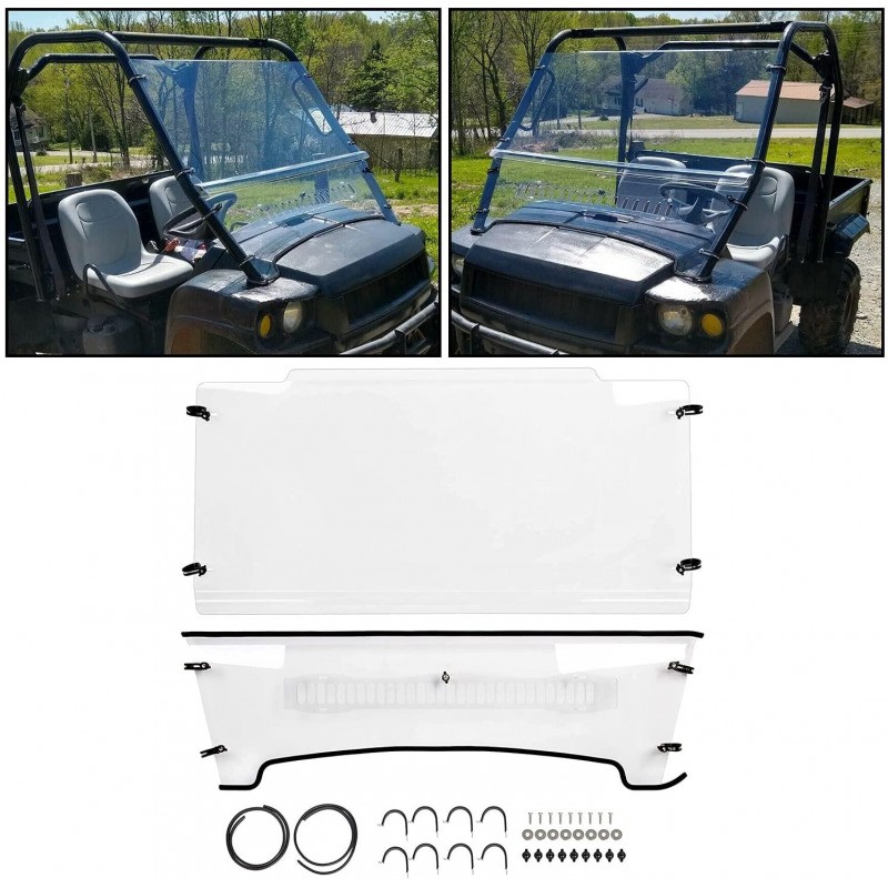 Front Vented Windshield Scratch Resistant Compatible with 2004-2010 John Deere HPX 4x4, XUV 620i, 625i, 825i 850D 855D