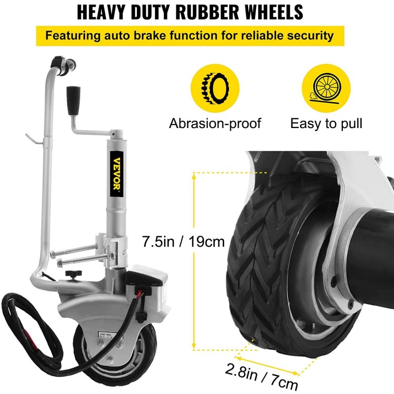 Happybuy Trailer Mover 350W 12V Electric Trailer Jack Max Vehicle Load 5000Lbs Trailer Jockey Wheel Utility Trailer Jack Easy to Maneuver Trailer Caravan Boat (12V/350W)