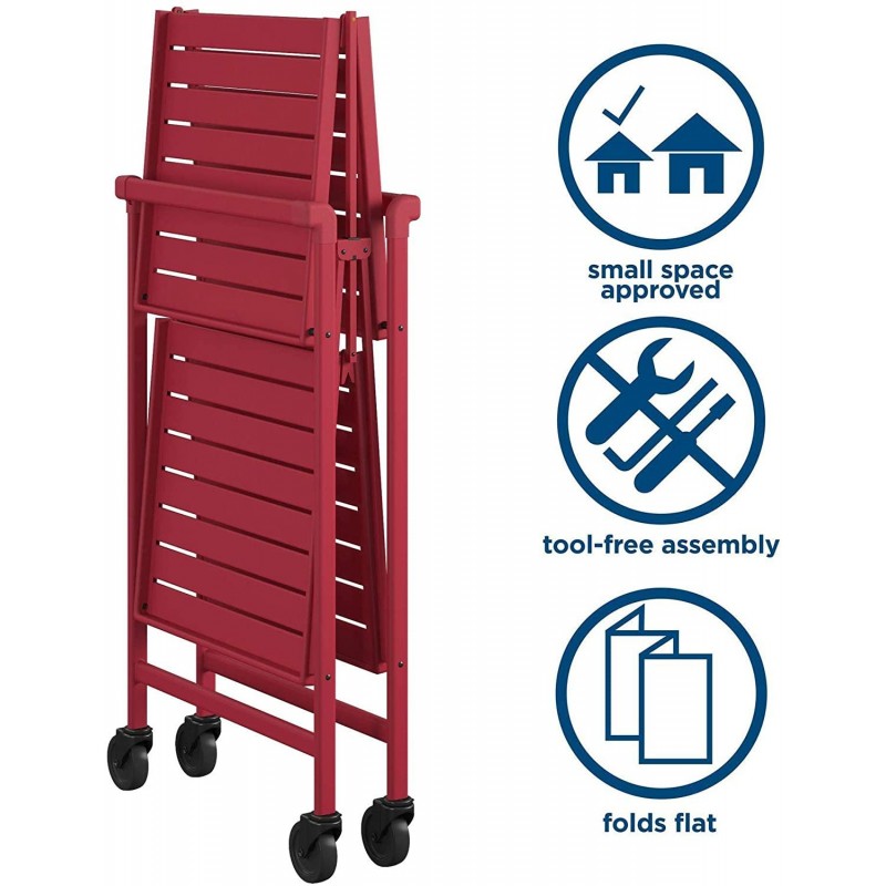 Cosco Indoor/Outdoor Serving Cart, Folding, Ruby Red