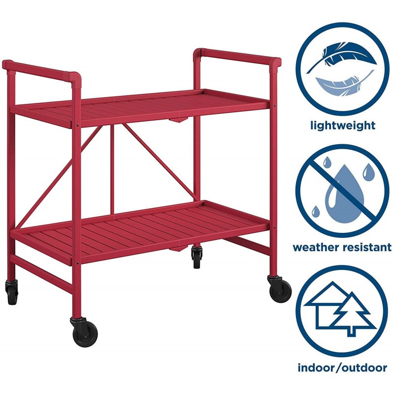 Cosco Indoor/Outdoor Serving Cart, Folding, Ruby Red