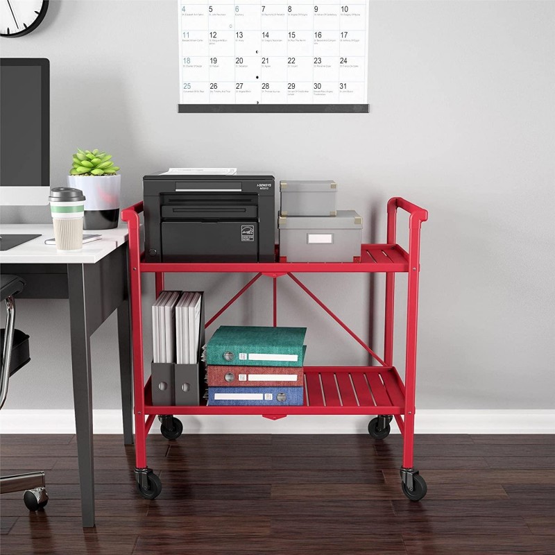 Cosco Indoor/Outdoor Serving Cart, Folding, Ruby Red