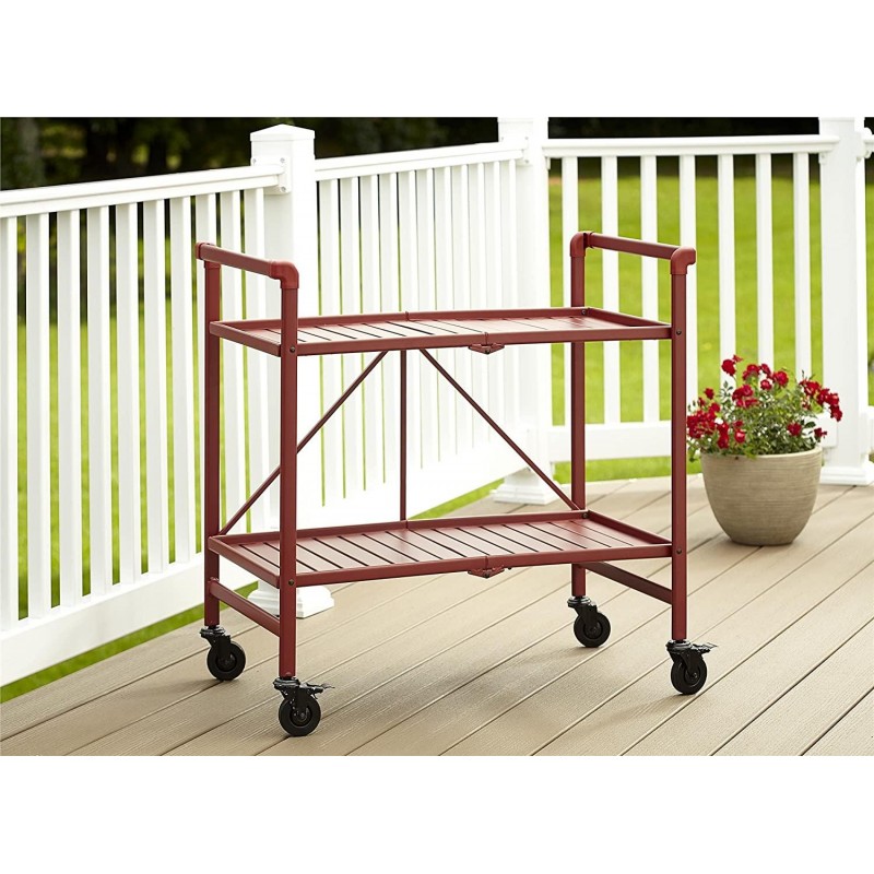 Cosco Indoor/Outdoor Serving Cart, Folding, Ruby Red