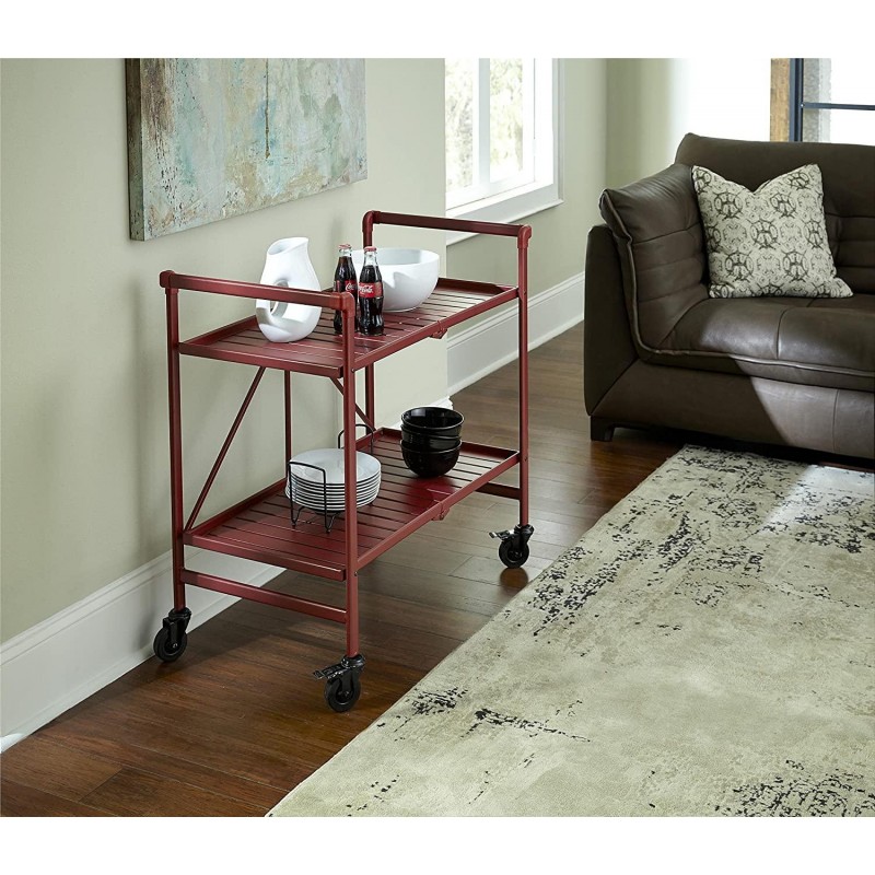 Cosco Indoor/Outdoor Serving Cart, Folding, Ruby Red