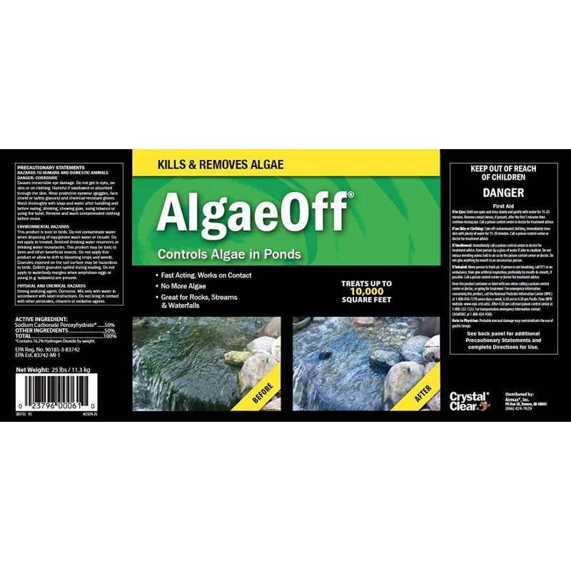 CrystalClear AlgaeOff - String Algae Remover - 25 pounds Treats Up to 10,000 Square Feet