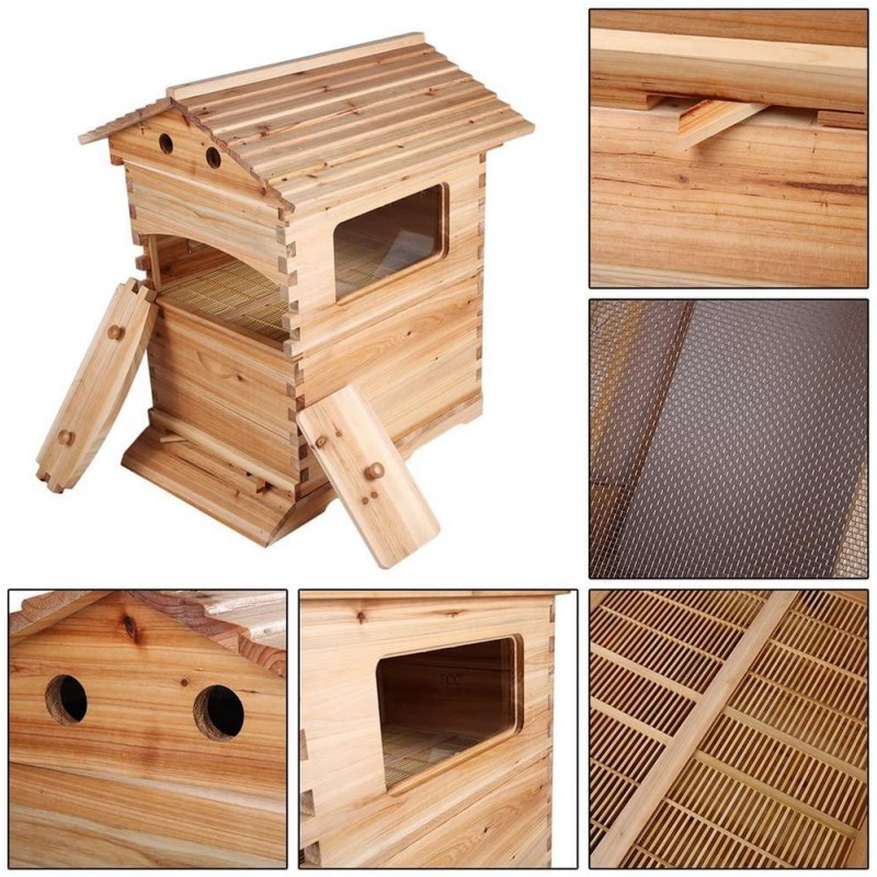 Flow Hive Beehive Kit , Wooden Bee Hive House Kit Wooden Beekeeping House Beehive Boxes for Beginning Professional Beekeepers ( with 7PCS Auto Bee Hive Frame )