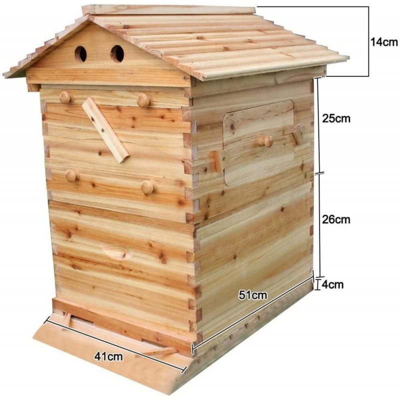 Flow Hive Beehive Kit , Wooden Bee Hive House Kit Wooden Beekeeping House Beehive Boxes for Beginning Professional Beekeepers ( with 7PCS Auto Bee Hive Frame )