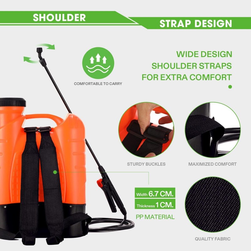 VIVOSUN 4 Gallon Battery Powered Backpack Sprayer Electric Pump Sprayer with Four Nozzles for Garden Lawn, Orange