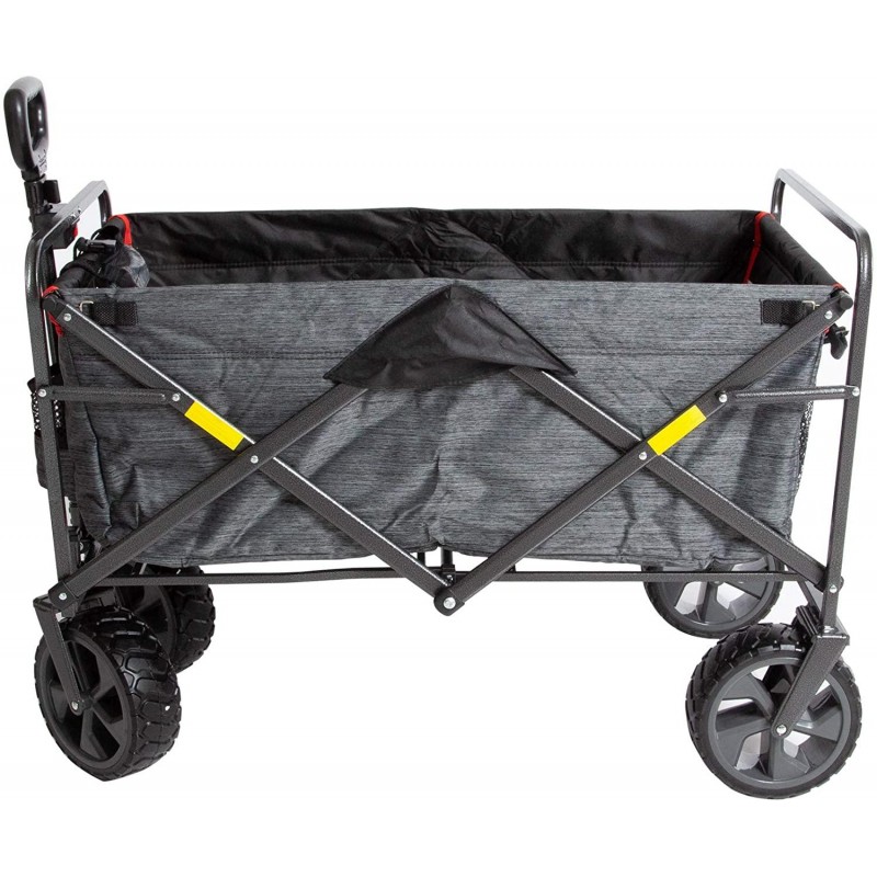 MacSports XL Heavy Duty Collapsible Outdoor Folding Wagon Camping Gear Grocery Cart Portable Lightweight Utility Cart Adjustable Rolling Cart All Terrain Sports Wagon Beach Wagon with Cargo Net