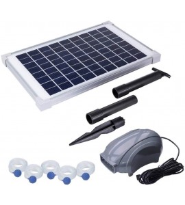 Solariver Solar Pond Aerator, DC Brushless Air Pump, 10 Watt Solar Panel, 5 Air Stones, Sun Powered Oxygenation for Fish Ponds, Aquaculture, Hydroponic, Bubbleponics, Bait Tank