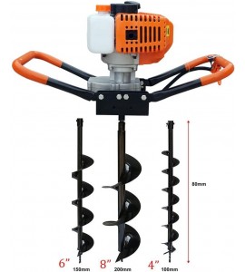 One Man Earth Auger with 52cc, 2 Cycle, Full Crankshaft Engine +3 Bit 4