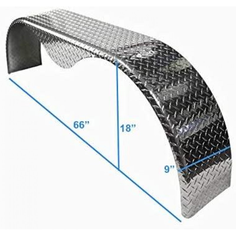 Trailer-Fenders.com 66x9 Aluminum Tread Plate Trailer Fender - Tandem Axle Teardrop (Two Pack)