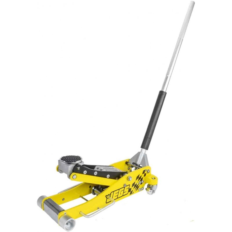 JEGS Professional Low-Profile 3-Ton Aluminum Floor Jack | 3 ½ Inch Minimum Saddle Height | Lightweight Construction | 360 Degree Rotating Saddle