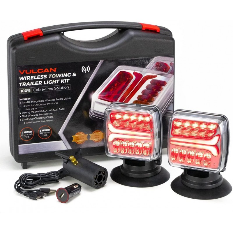 VULCAN Wireless LED Towing and Trailer Light Kit for Trucks - Trailers - RVs - Suvs and Boats