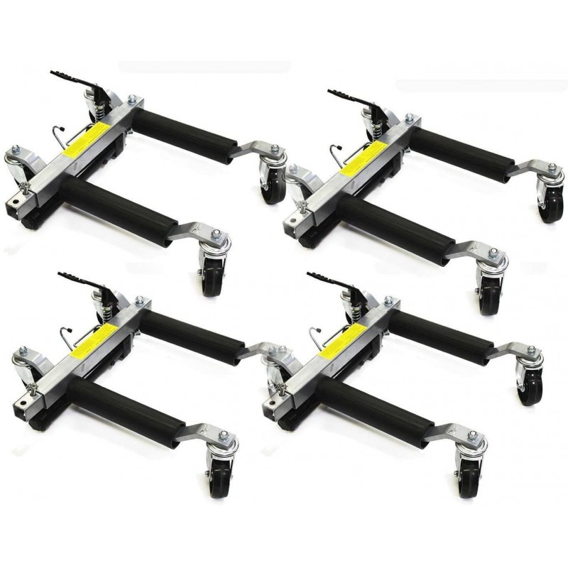 Stark Set of (4) Wheel Dolly Car Skates Vehicle Positioning Hydraulic Tire Jack Truck Rv Trailer Pick Up Dolly Ratcheting Foot Pedal, 1500LBS