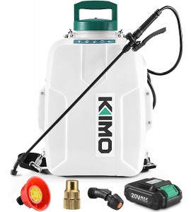 Battery Powered Backpack Sprayer, KIMO 3 Gallon Garden Sprayer w/ 2.0Ah Battery for Long Time Spray, 2 Extended Wands, No Manual Pumping Required Electric Sprayer for Weeding, Spraying, Cleaning