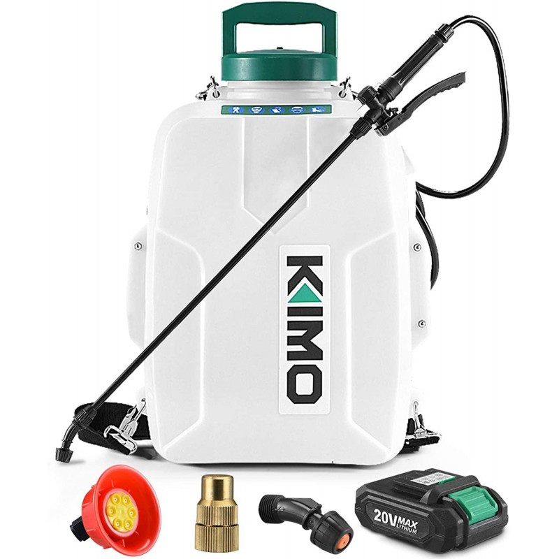 Battery Powered Backpack Sprayer, KIMO 3 Gallon Garden Sprayer w/ 2.0Ah Battery for Long Time Spray, 2 Extended Wands, No Manual Pumping Required Electric Sprayer for Weeding, Spraying, Cleaning