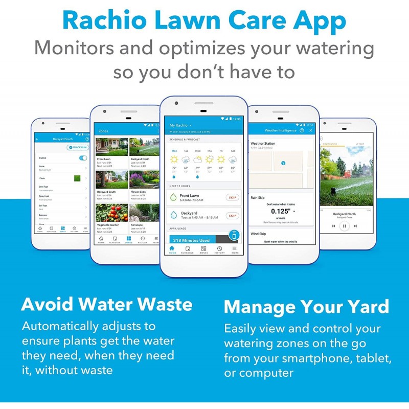 Rachio 8ZULWC-L R3e Generation: Smart, 8 Zone Sprinkler Controller, Compatible with Alexa, Gen, Gray