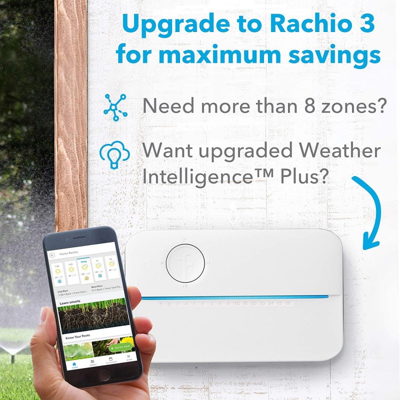 Rachio 8ZULWC-L R3e Generation: Smart, 8 Zone Sprinkler Controller, Compatible with Alexa, Gen, Gray