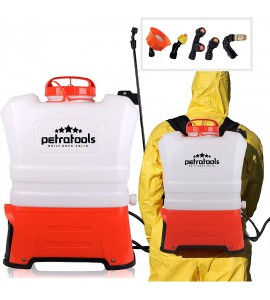 PetraTools 4 Gallon Tank Backpack Sprayer - Professional Electric Battery Powered Backpack Sprayer - HD4050 for Lawn and Garden, Weeds, Fertilizer - Multiple Nozzles